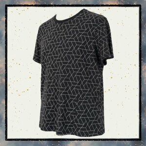 Original Use Black Geometric Print Tee L | Minimalist Streetwear Pattern Shirt